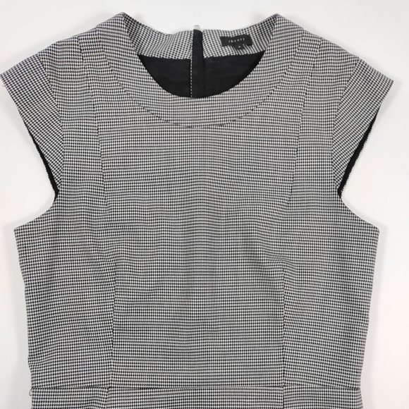 Theory Orinthia Houndstooth Black & White Mini Mid-Thigh Sheath Dress Size 8 - Picture 3 of 14
